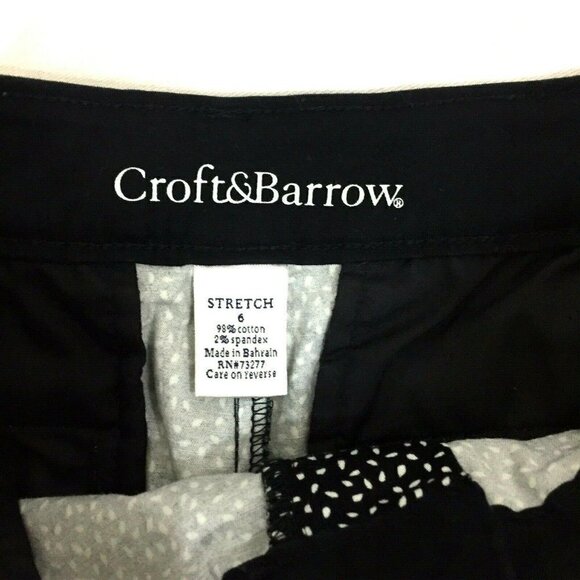 Croft & Barrow Women's size 6 Stretch Capris Cropped Pants Black White - Picture 5 of 7